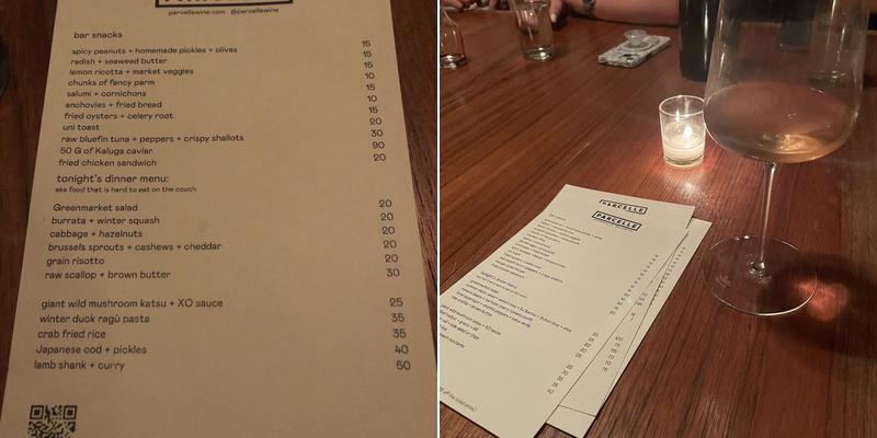 Parcelle Chinatown Menu