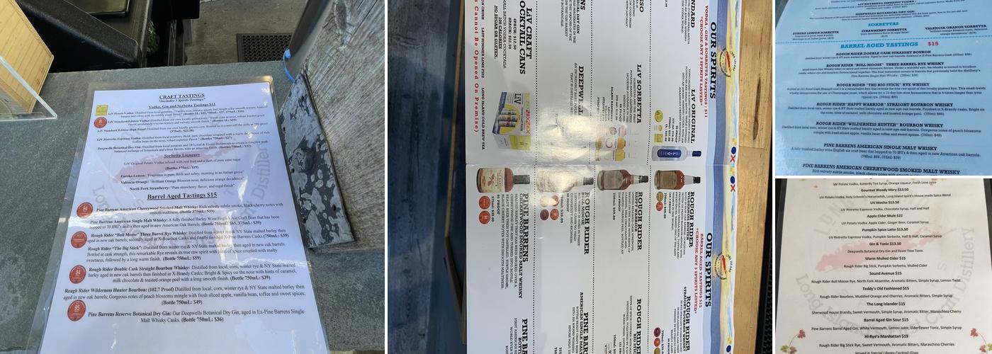 Long Island Spirits Menu