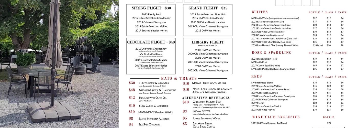 Lenz Winery Menu