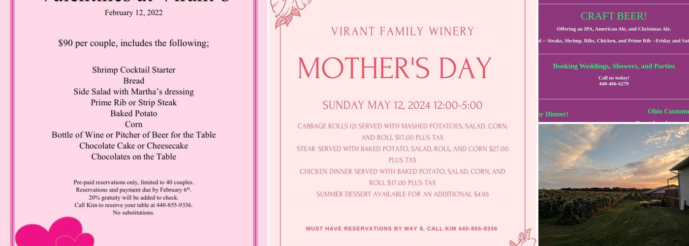 Virant Family Winery Inc Menu