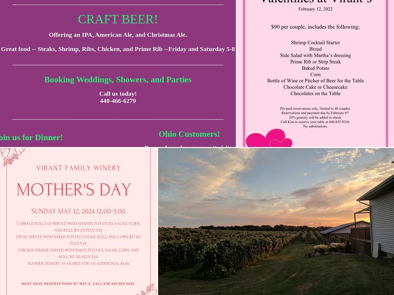 Virant Family Winery Inc Menu