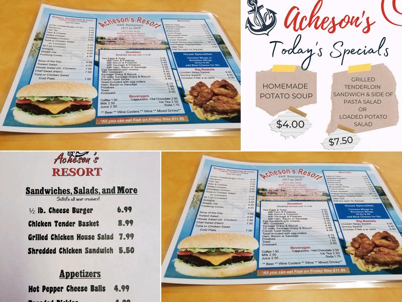 Acheson's Resort Menu