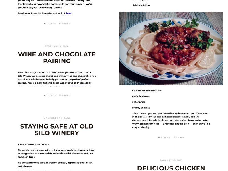 Old Silo Winery Menu