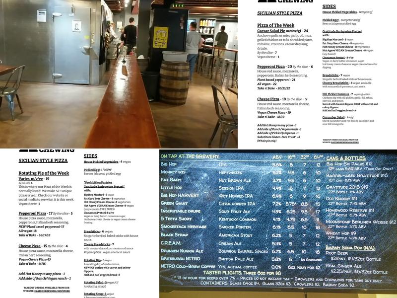 East End Brewing Company Menu