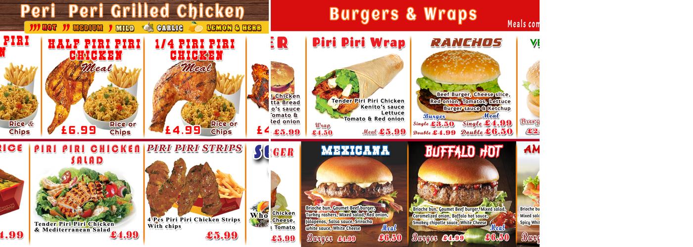 Kenito's Piri Piri Menu