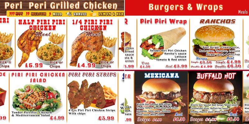 Kenito's Piri Piri Menu