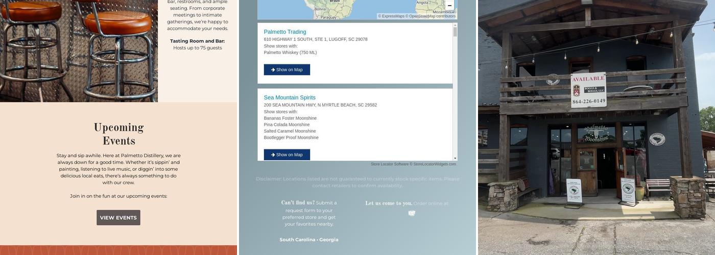 Palmetto Distillery Menu