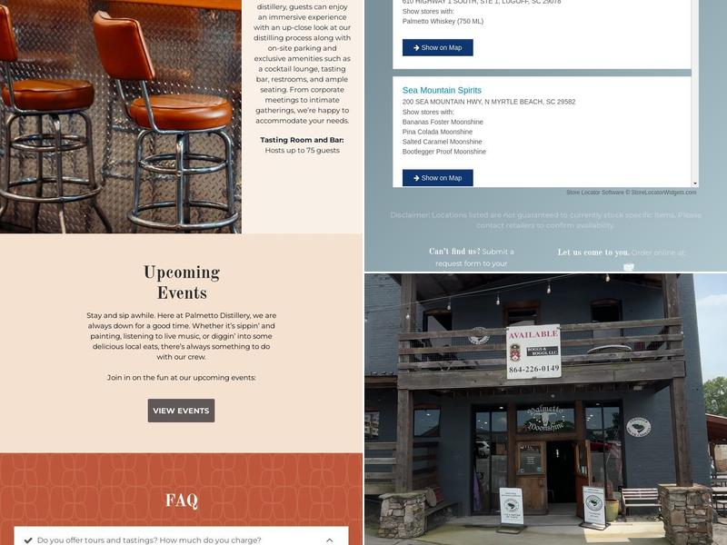 Palmetto Distillery Menu