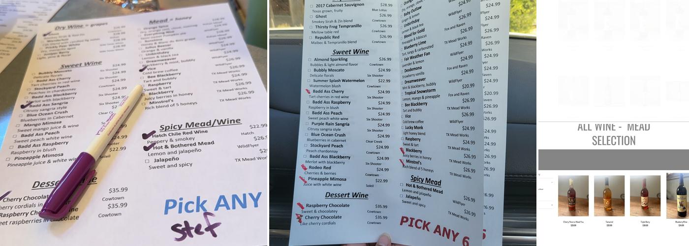 Six Shooter Cellars Menu