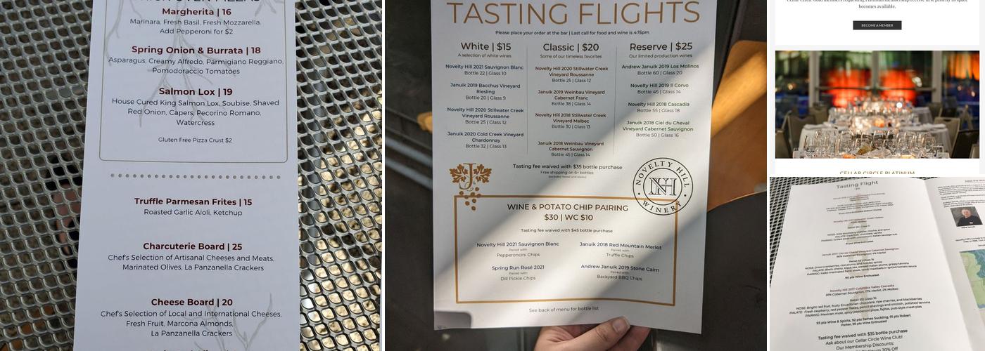 Novelty Hill - Januik Winery Menu