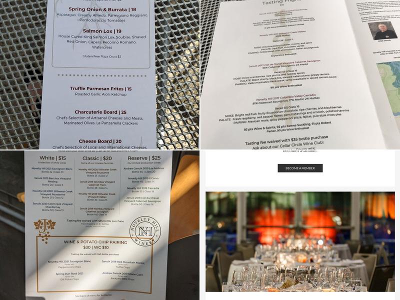 Novelty Hill - Januik Winery Menu