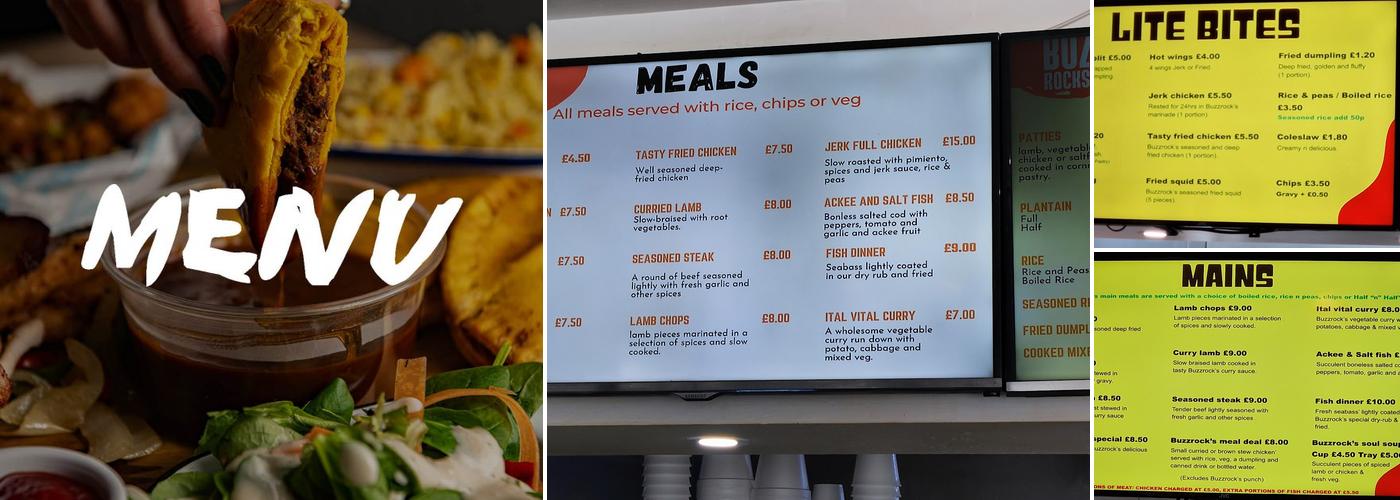 Buzzrocks Caribbean Takeaway Menu