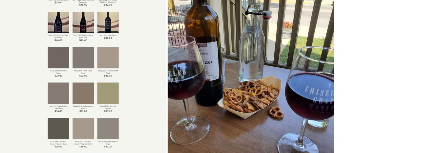 Chiselled Grape Winery Menu