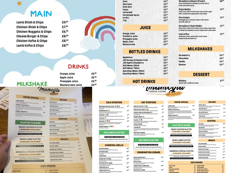 Imamoglu Turkish Restaurant Menu