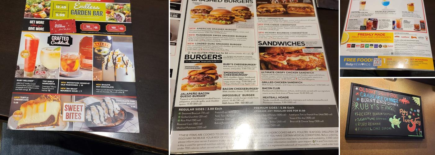 Ruby Tuesday Menu