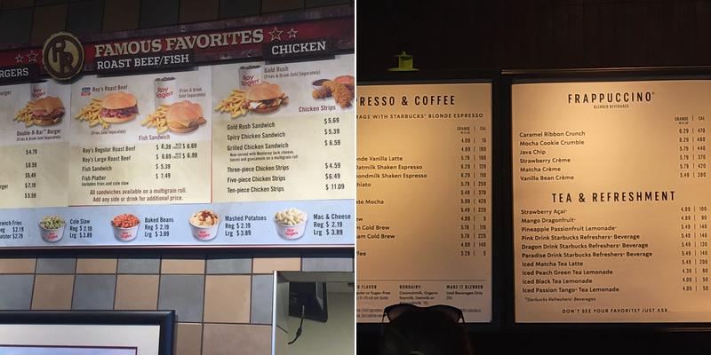 Blue Mountain Service Plaza Menu