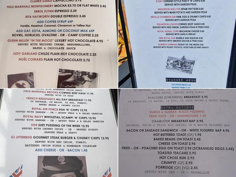 Poppylands 1940s Tearoom Menu