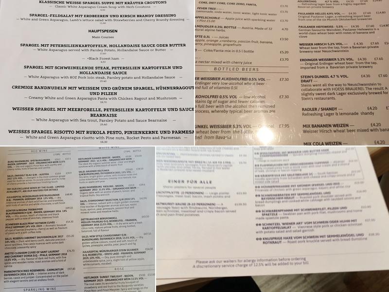 Stein's Berlin Menu