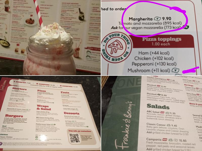 Frankie & Benny's Menu