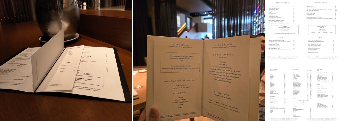 Nobu Restaurant London Shoreditch Menu