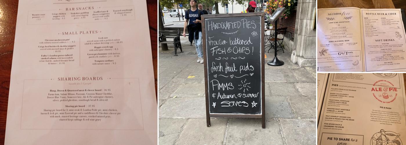 The Hung Drawn & Quartered, EC3 Menu