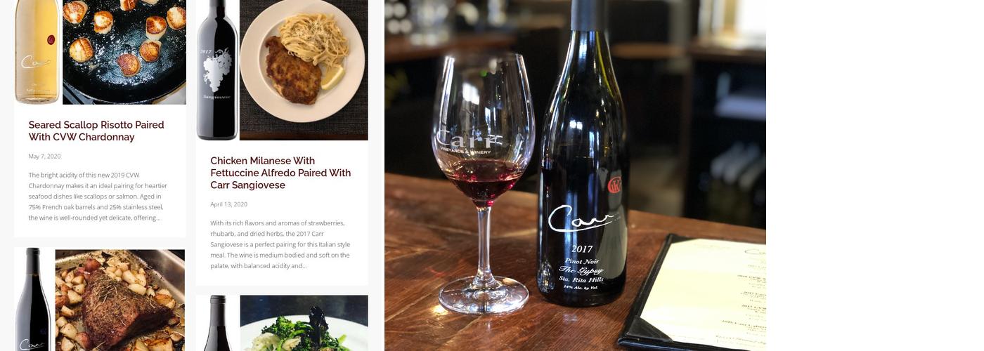 Carr Winery Menu