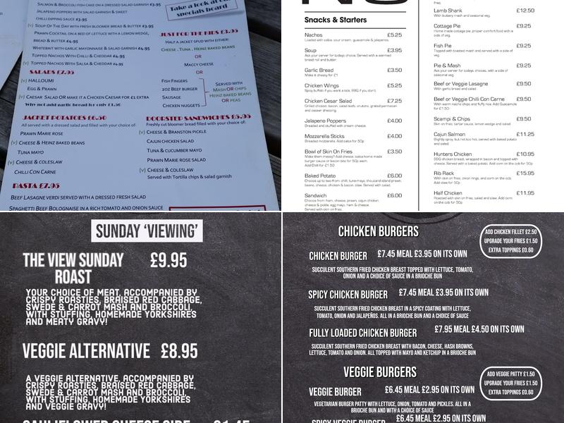 The View Bar and Eatery Southampton Menu