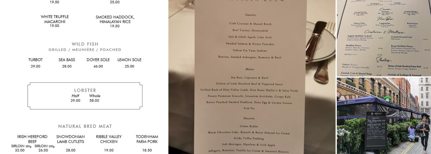 Bentley's Oyster Bar & Grill Menu