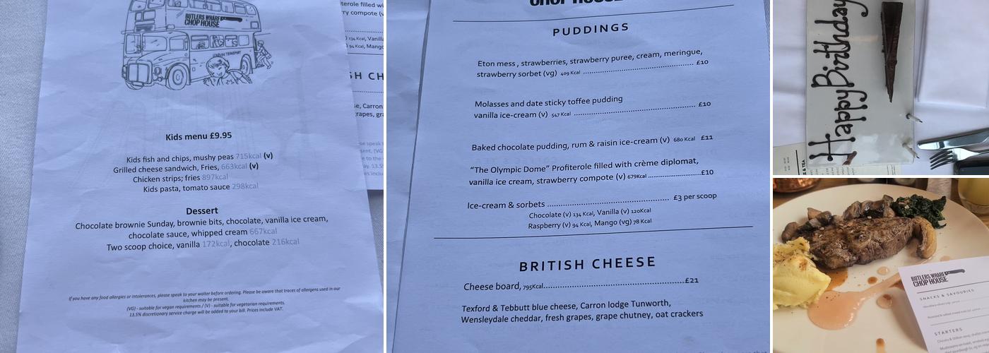 Butlers Wharf Chop House Menu