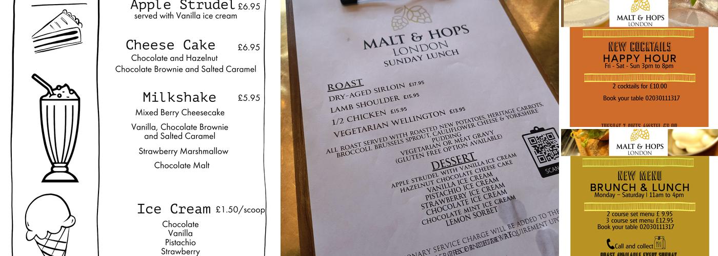 Malt and Hops Menu