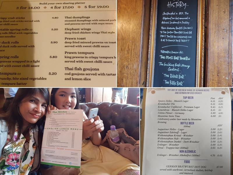 The Elephant Inn, Finchley Menu