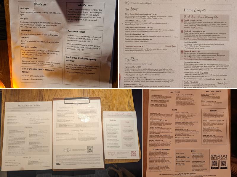 The Catcher In The Rye Menu