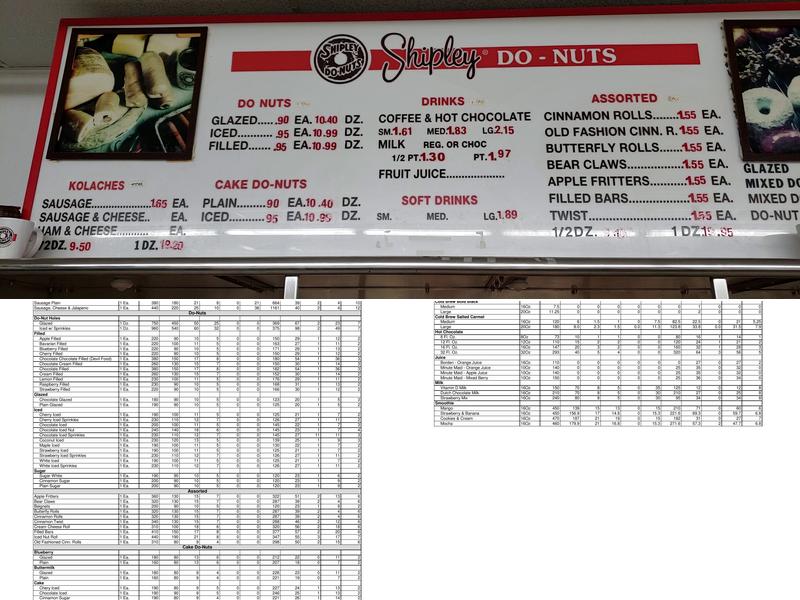 Shipley Do-Nuts Menu
