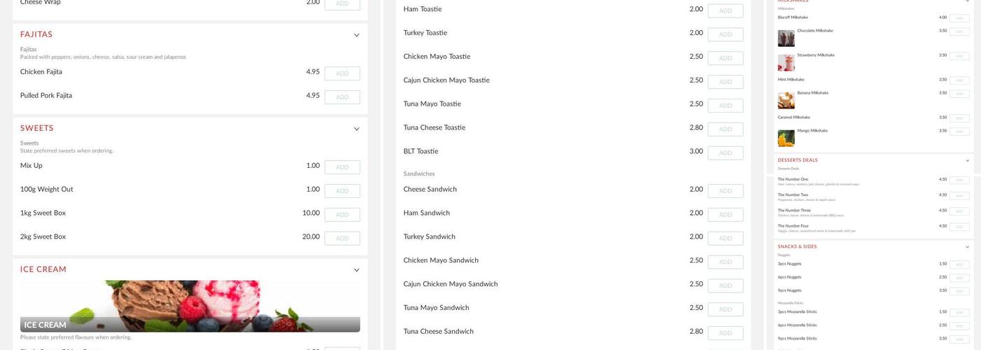 The Corner Shop Menu