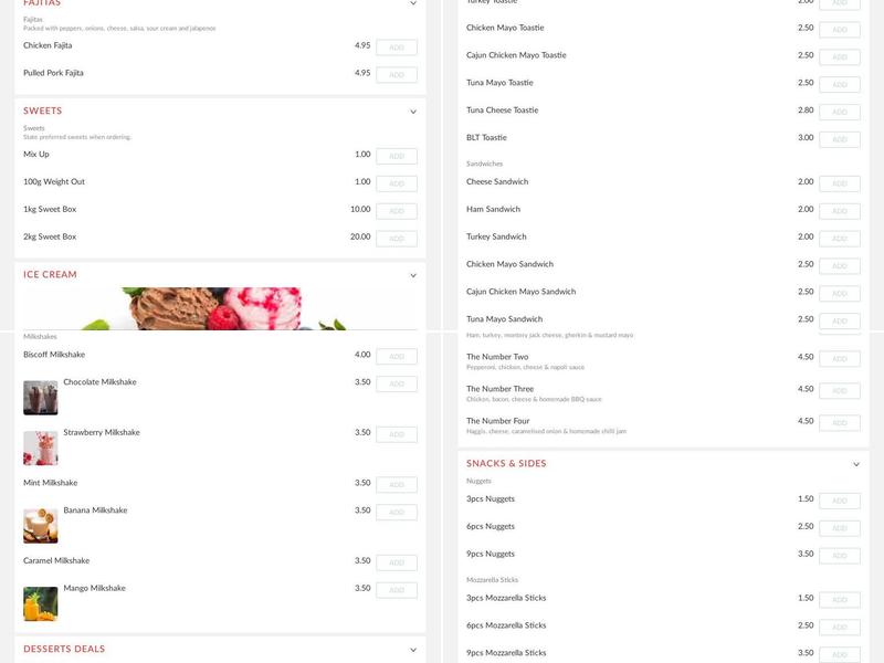 The Corner Shop Menu