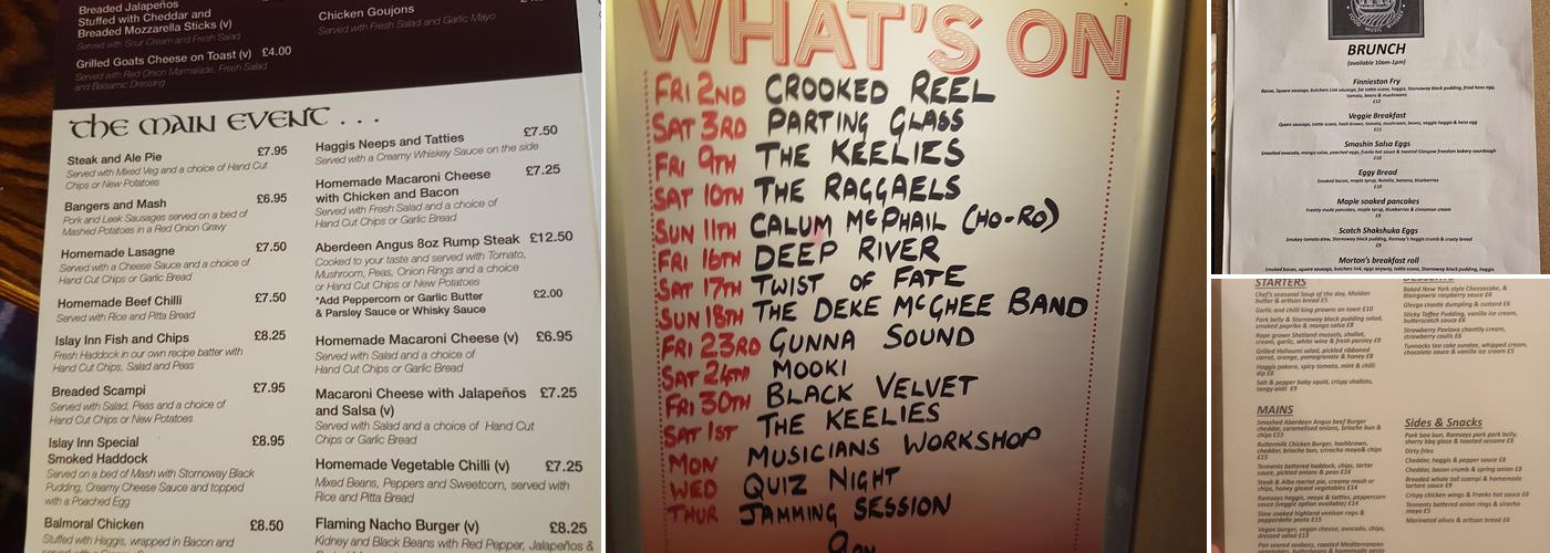 The Islay Inn Menu