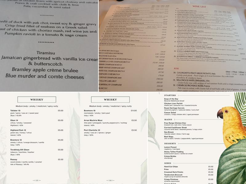 Ralph & Finns Menu