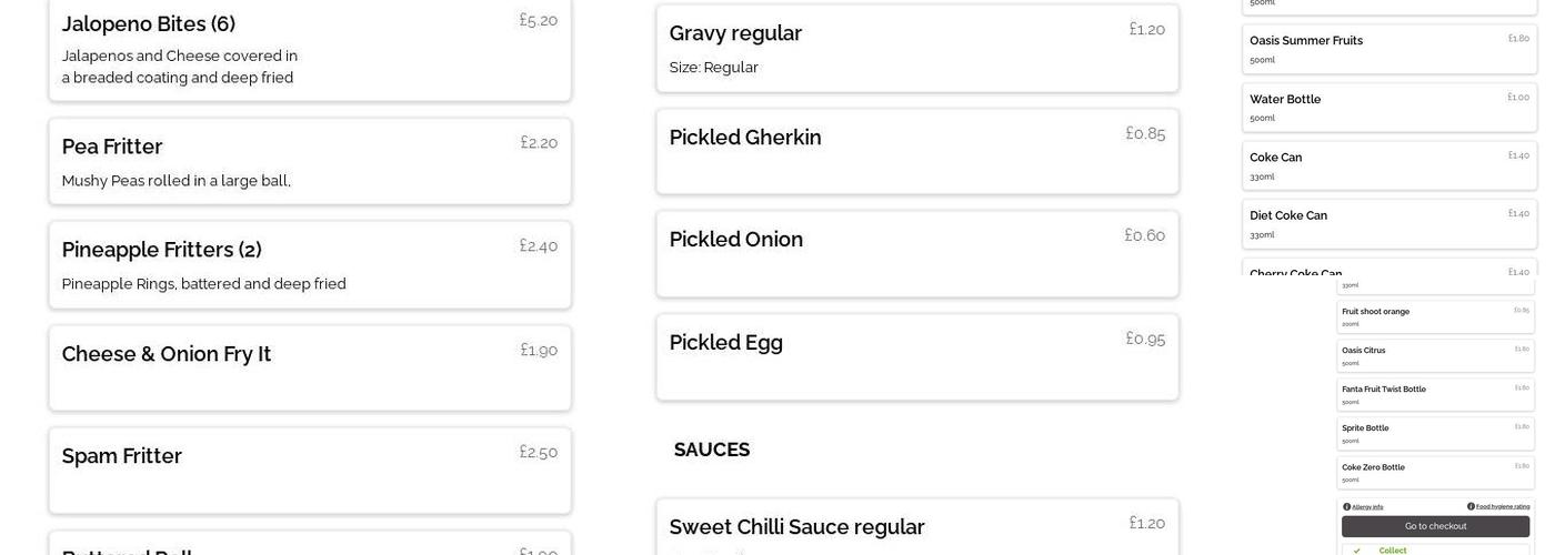 Kings Fish and Chip Shop Menu