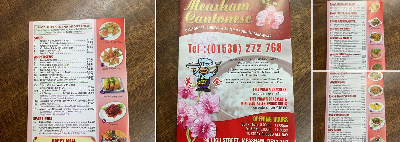 Measham Cantonese Menu