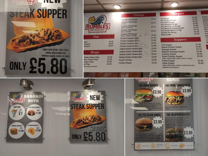 Rumbles Hot Food Bar Menu