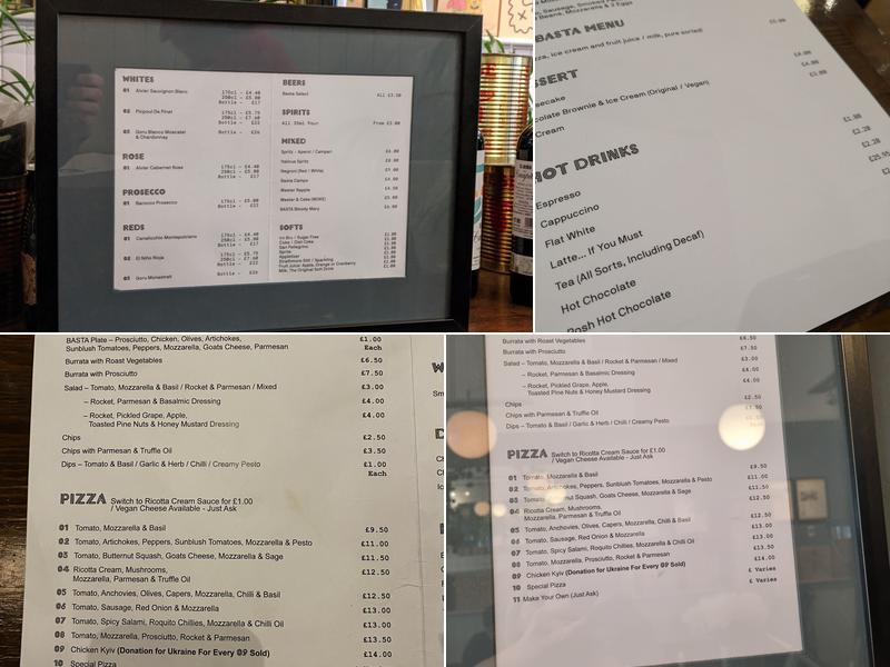 Basta Pizza Bar Menu