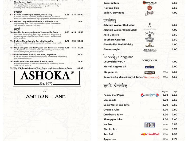 Ashoka Restaurants Head Office Menu