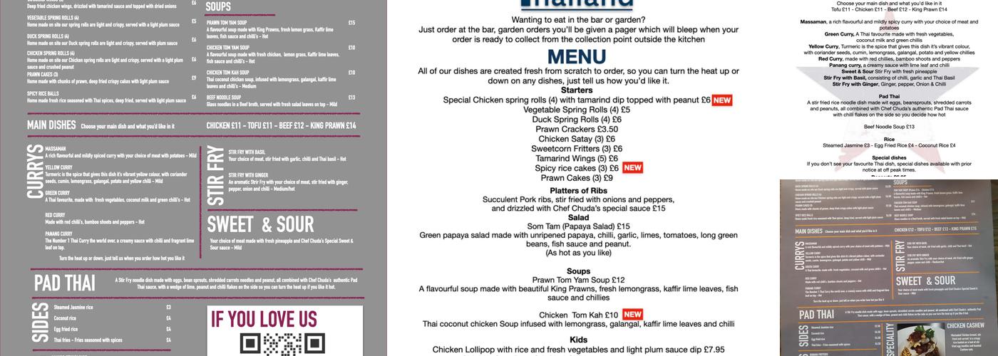 Taste of Thailand @ The Woolpack Stanground Menu