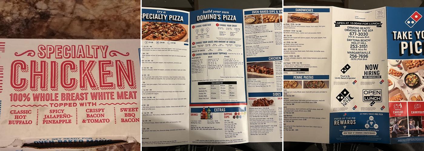 Domino's Pizza Menu