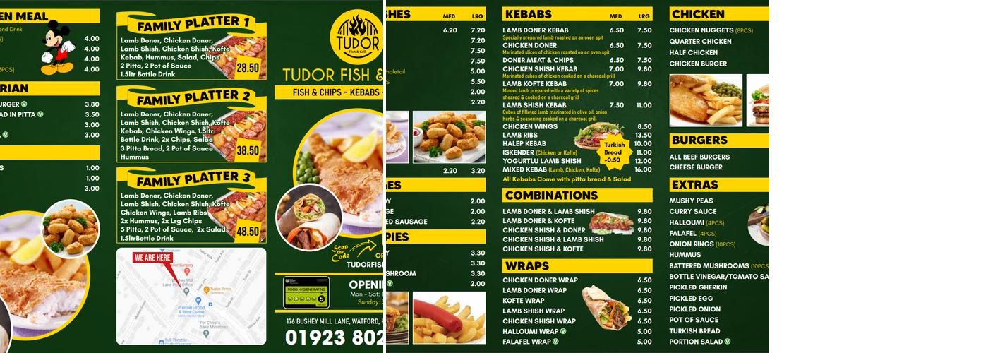 Tudor Fish & Grill Watford Menu