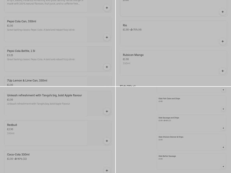 Micky's fish&chips kebabs Menu