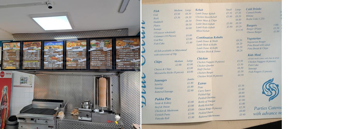 Blue Ocean Fish And Chips Menu