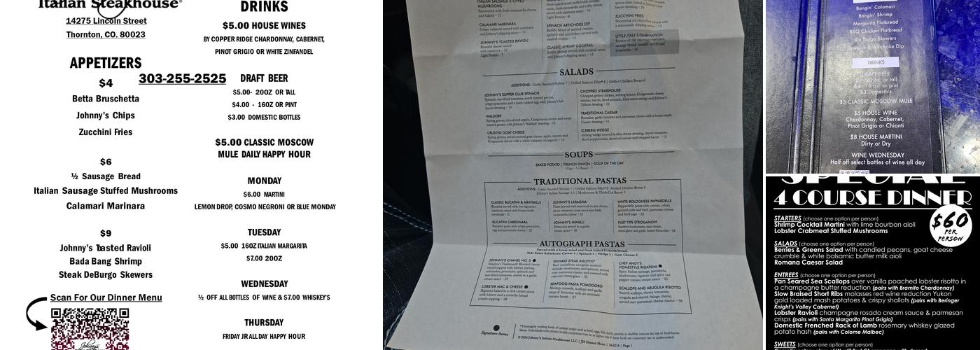 Johnny's Italian Steakhouse & Event Center Menu