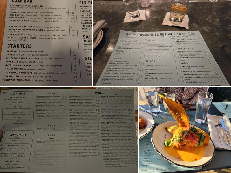 Automatic Seafood and Oysters Menu