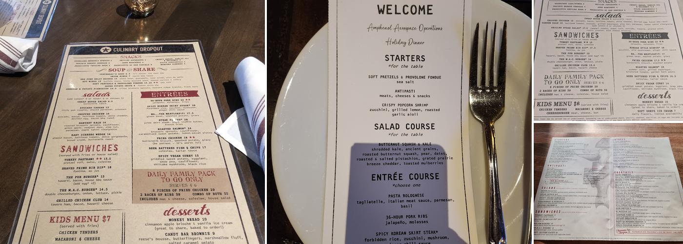 Culinary Dropout Menu